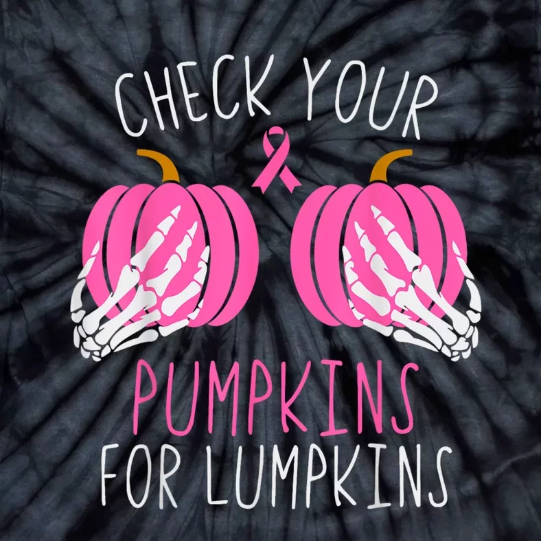 Check Your Pumpkins Breast Cancer Awareness Women Halloween Tie-Dye T-Shirt