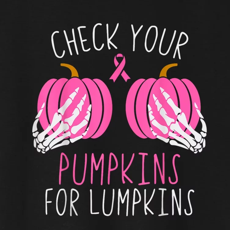 Check Your Pumpkins Breast Cancer Awareness Women Halloween Women's Crop Top Tee