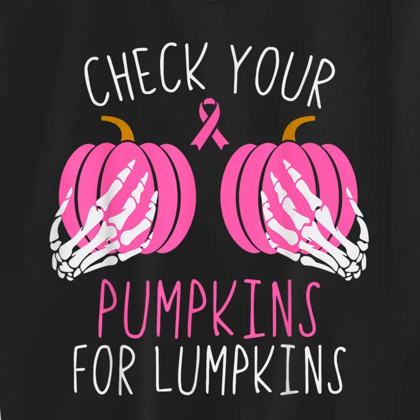 Check Your Pumpkins Breast Cancer Awareness Women Halloween Kids Sweatshirt