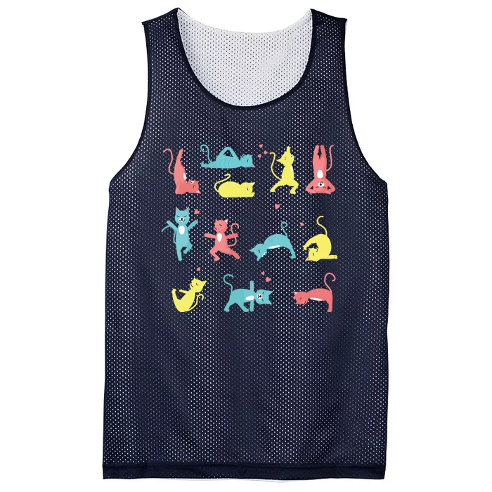 Cat Yoga Pose Kitty Humor Funny Cat Yogi Workout Themed Mesh Reversible Basketball Jersey Tank