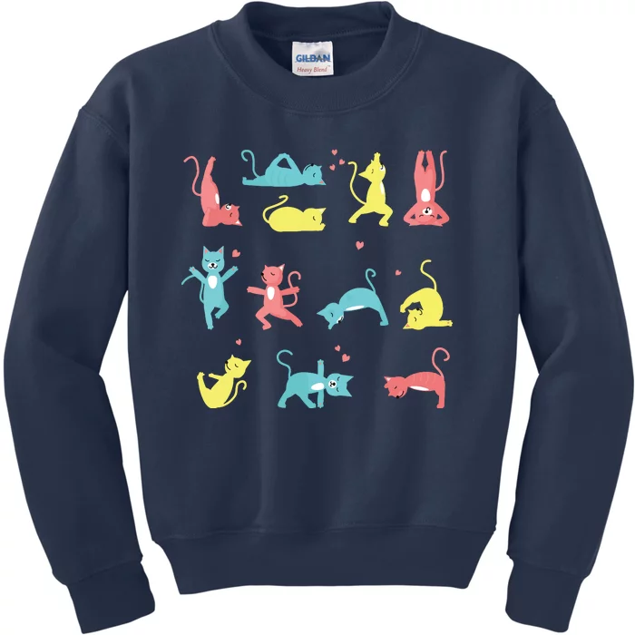 Cat Yoga Pose Kitty Humor Funny Cat Yogi Workout Themed Kids Sweatshirt