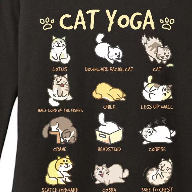 Cat Yoga Poses Cats Practicing Mindfulness Meditation Kitten Womens CVC Long Sleeve Shirt