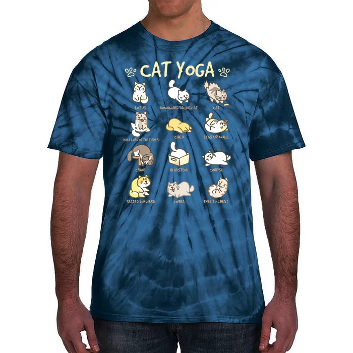 Cat Yoga Poses Cats Practicing Mindfulness Meditation Kitten Tie-Dye T-Shirt