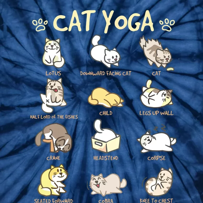 Cat Yoga Poses Cats Practicing Mindfulness Meditation Kitten Tie-Dye T-Shirt