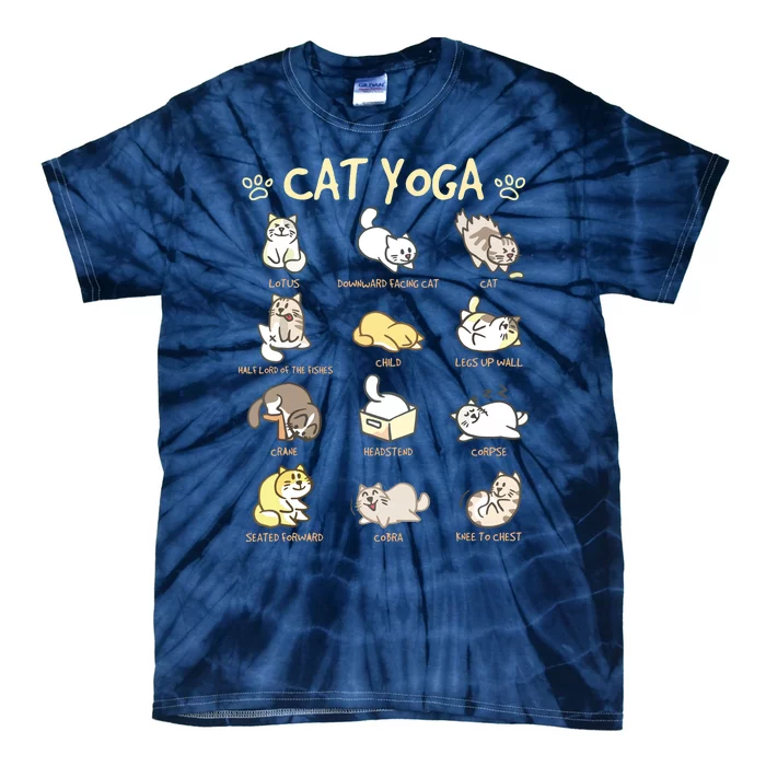 Cat Yoga Poses Cats Practicing Mindfulness Meditation Kitten Tie-Dye T-Shirt