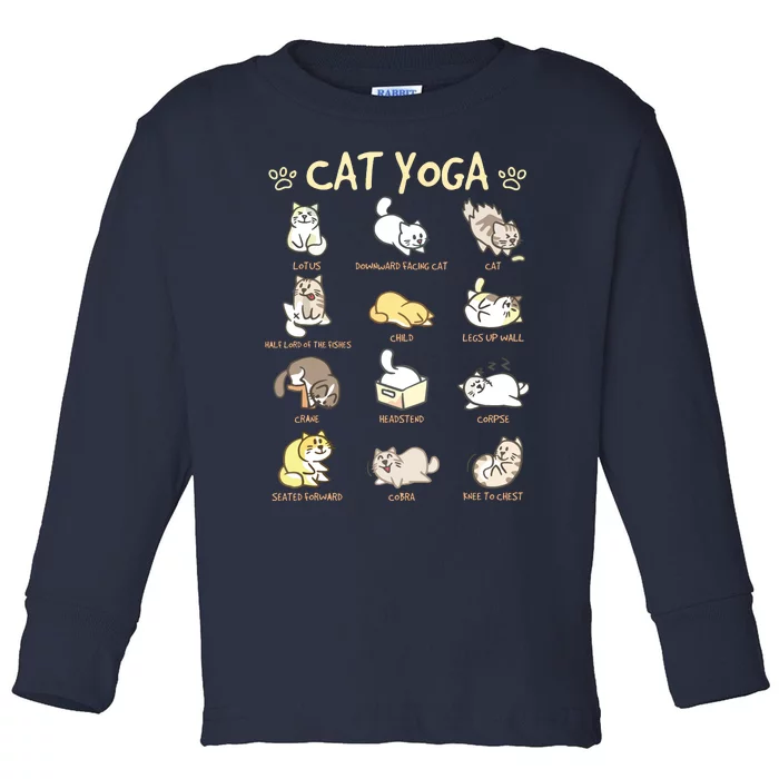 Cat Yoga Poses Cats Practicing Mindfulness Meditation Kitten Toddler Long Sleeve Shirt