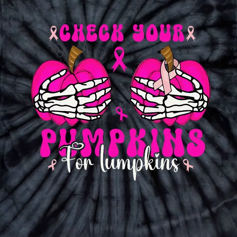 Check Your Pumpkins Breast Cancer Awareness Halloween Tie-Dye T-Shirt