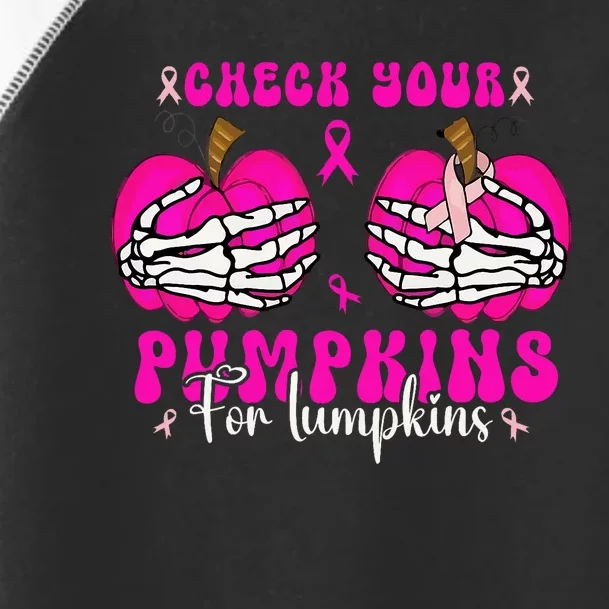 Check Your Pumpkins Breast Cancer Awareness Halloween Toddler Fine Jersey T-Shirt