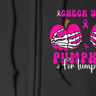 Check Your Pumpkins Breast Cancer Awareness Halloween Full Zip Hoodie