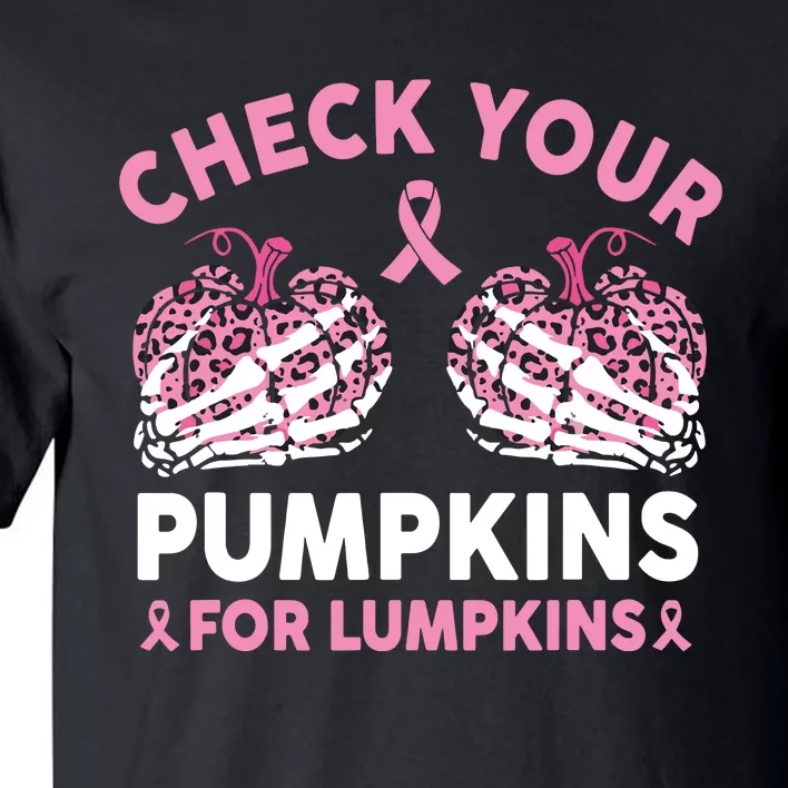 Check Your Pumpkins Breast Cancer Awareness Halloween Women Tall T-Shirt