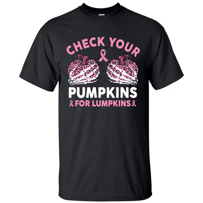 Check Your Pumpkins Breast Cancer Awareness Halloween Women Tall T-Shirt