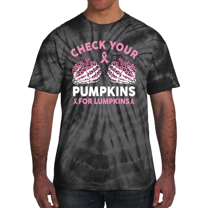 Check Your Pumpkins Breast Cancer Awareness Halloween Women Tie-Dye T-Shirt