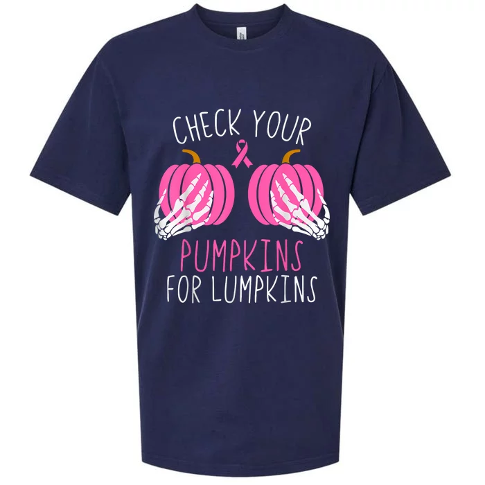 Check Your Pumpkins Breast Cancer Awareness Sueded Cloud Jersey T-Shirt