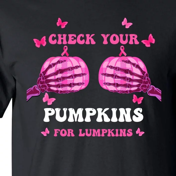 Check Your Pumpkins Breast Cancer Awareness Halloween Tall T-Shirt