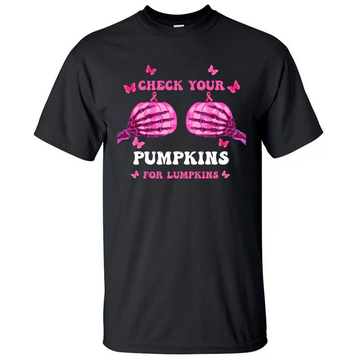 Check Your Pumpkins Breast Cancer Awareness Halloween Tall T-Shirt