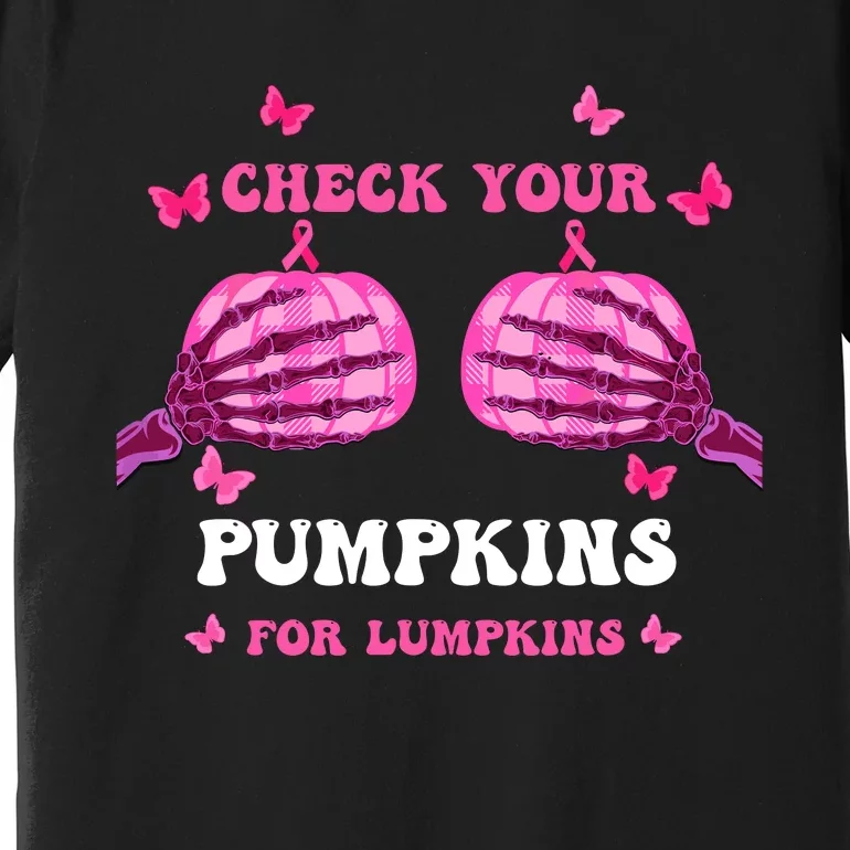 Check Your Pumpkins Breast Cancer Awareness Halloween Premium T-Shirt