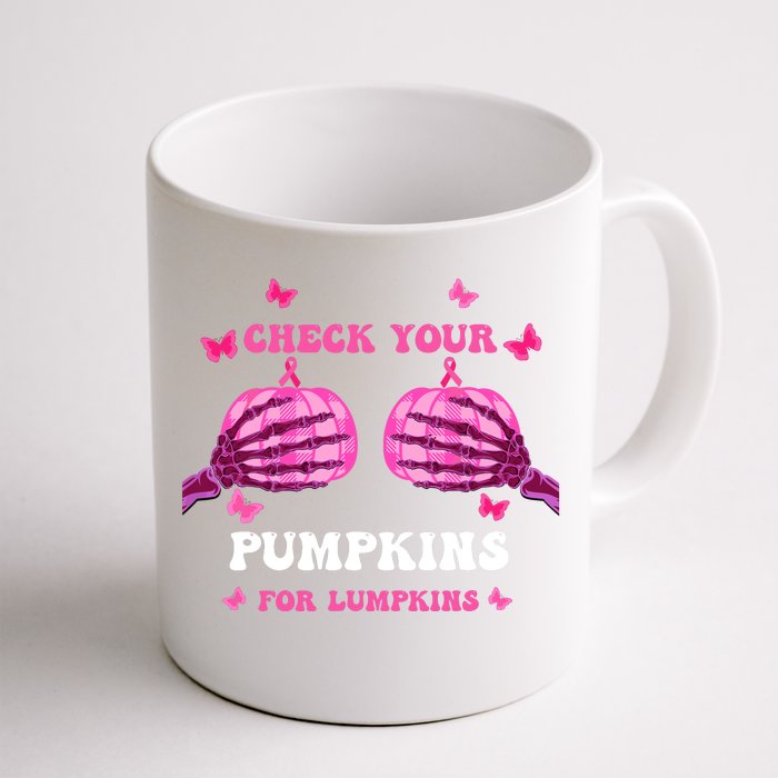 Check Your Pumpkins Breast Cancer Awareness Halloween Front & Back Coffee Mug