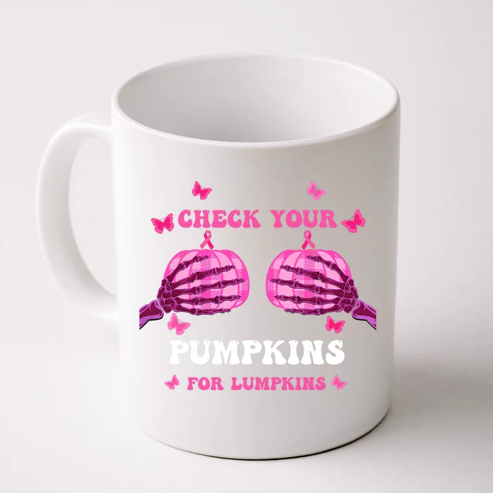 Check Your Pumpkins Breast Cancer Awareness Halloween Front & Back Coffee Mug