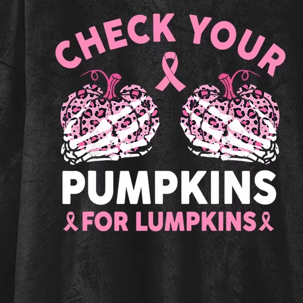 Check Your Pumpkins Breast Cancer Awareness Halloween Hooded Wearable Blanket