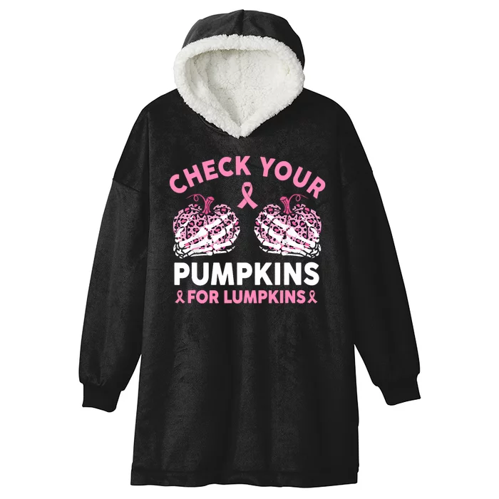 Check Your Pumpkins Breast Cancer Awareness Halloween Hooded Wearable Blanket