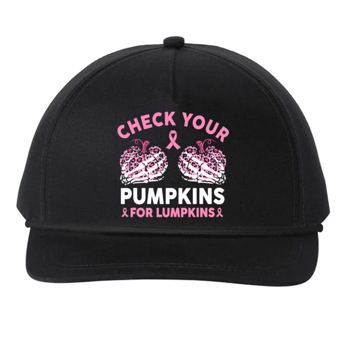 Check Your Pumpkins Breast Cancer Awareness Halloween Snapback Five-Panel Rope Hat