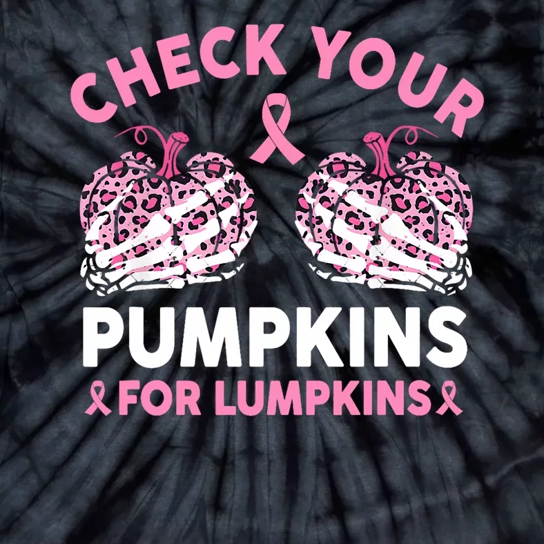 Check Your Pumpkins Breast Cancer Awareness Halloween Tie-Dye T-Shirt