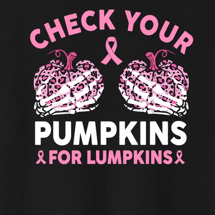 Check Your Pumpkins Breast Cancer Awareness Halloween Women's Crop Top Tee