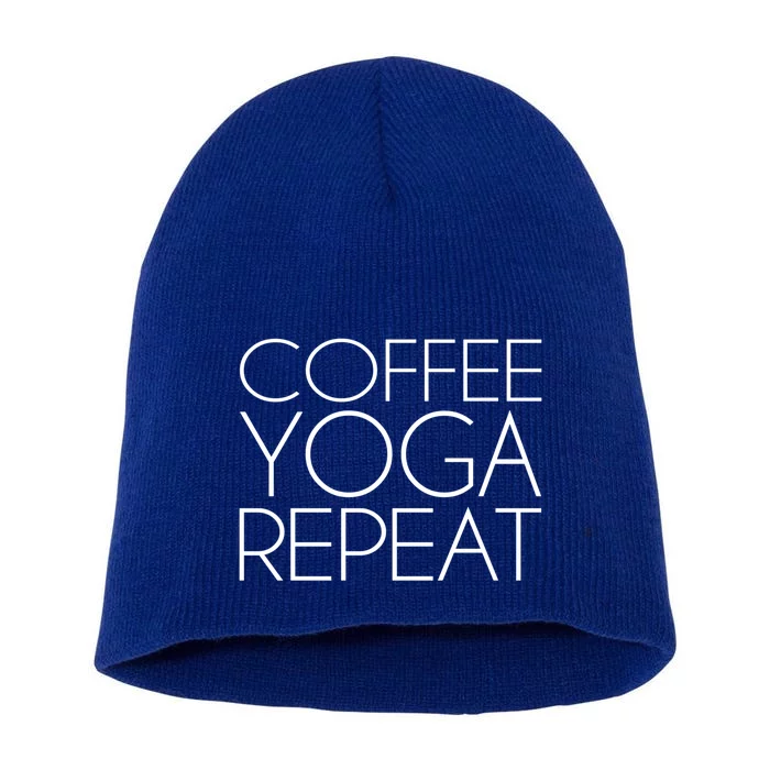 Coffee Yoga Repeat Cool Gift Short Acrylic Beanie