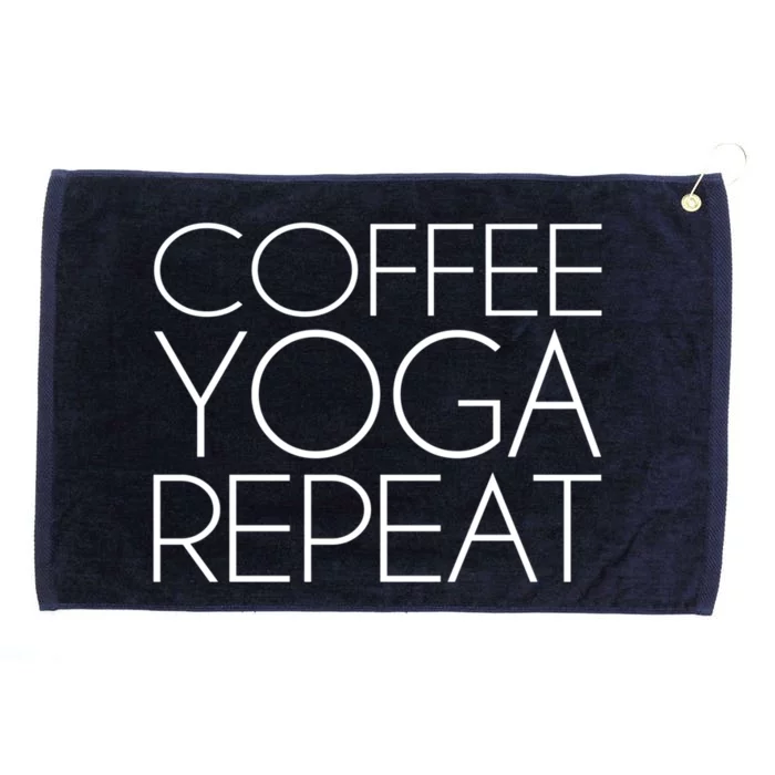 Coffee Yoga Repeat Cool Gift Grommeted Golf Towel