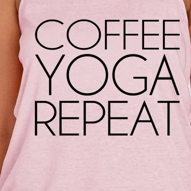 Coffee Yoga Repeat Cool Gift Women's Knotted Racerback Tank