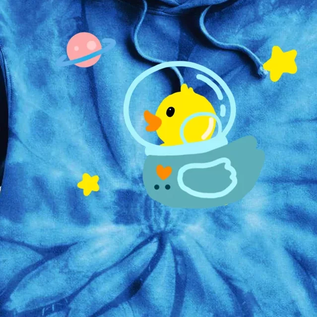 Cute Yellow Rubber Ducky Astronaut In Outer Space Graphic Great Gift Tie Dye Hoodie