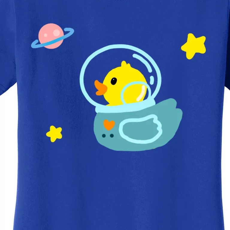 Cute Yellow Rubber Ducky Astronaut In Outer Space Graphic Great Gift Women's T-Shirt