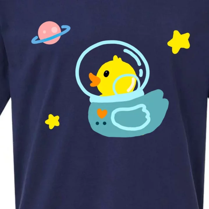 Cute Yellow Rubber Ducky Astronaut In Outer Space Graphic Great Gift Sueded Cloud Jersey T-Shirt