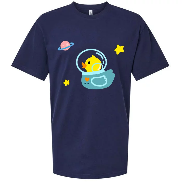 Cute Yellow Rubber Ducky Astronaut In Outer Space Graphic Great Gift Sueded Cloud Jersey T-Shirt