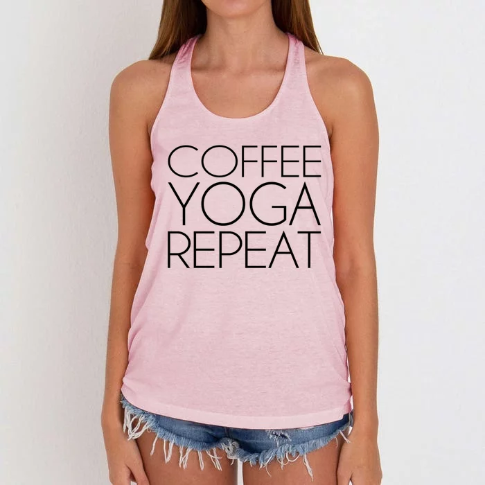 Coffee Yoga Repeat Gift Women's Knotted Racerback Tank