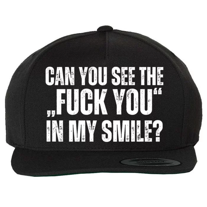 Can You See The Fuck You In My Smile? Funny Saying Wool Snapback Cap