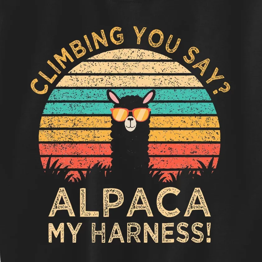 Climbing You Say Alpaca My Harness Funny Rock Climber Kids Sweatshirt