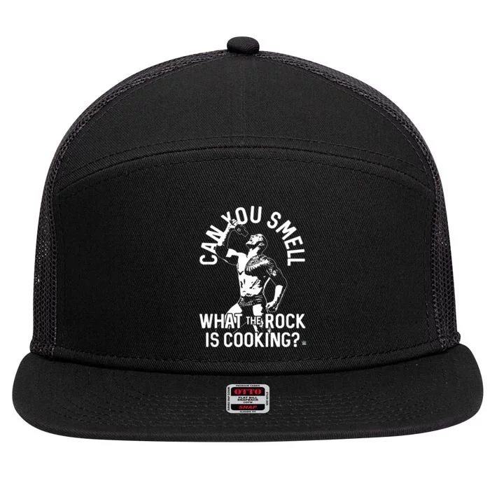 Can You Smell What The Rock Is Cooking Wrestler 7 Panel Mesh Trucker Snapback Hat