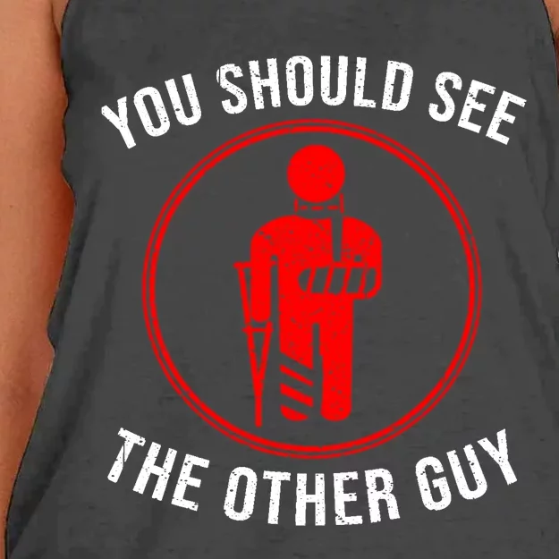 Cool You Should See The Other Guy Funny Broken Arm Joke Gift Women's Knotted Racerback Tank