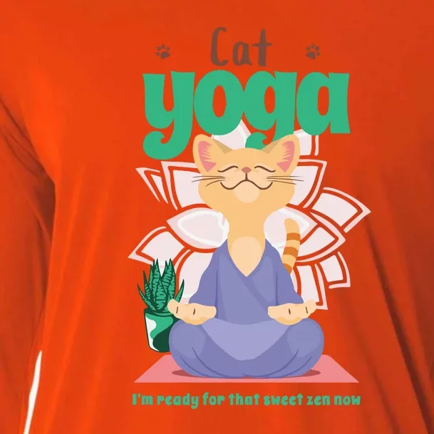 Cat Yoga Shirt Cat Lover Yoga Pose Funny Cat Funny Yoga Cute Cat Doing Yoga Cooling Performance Long Sleeve Crew