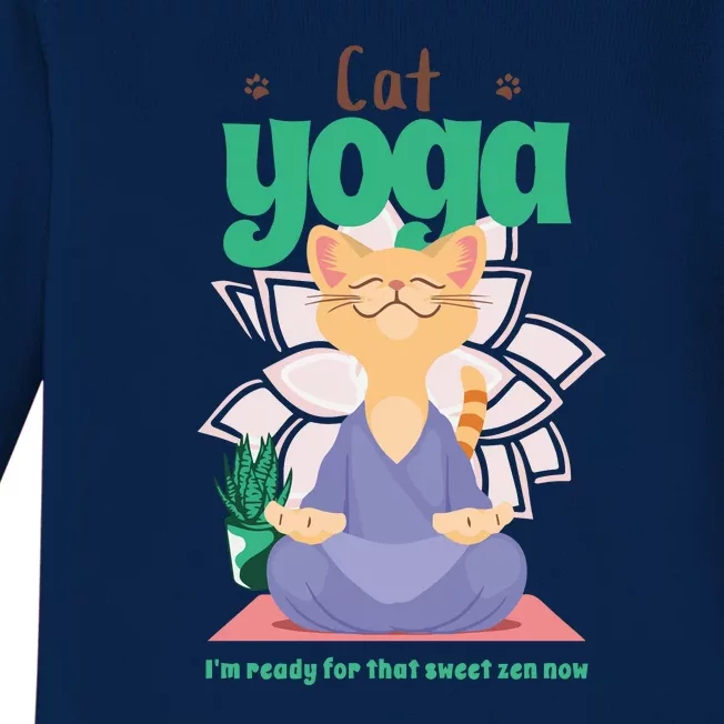 Cat Yoga Shirt Cat Lover Yoga Pose Funny Cat Funny Yoga Cute Cat Doing Yoga Baby Long Sleeve Bodysuit