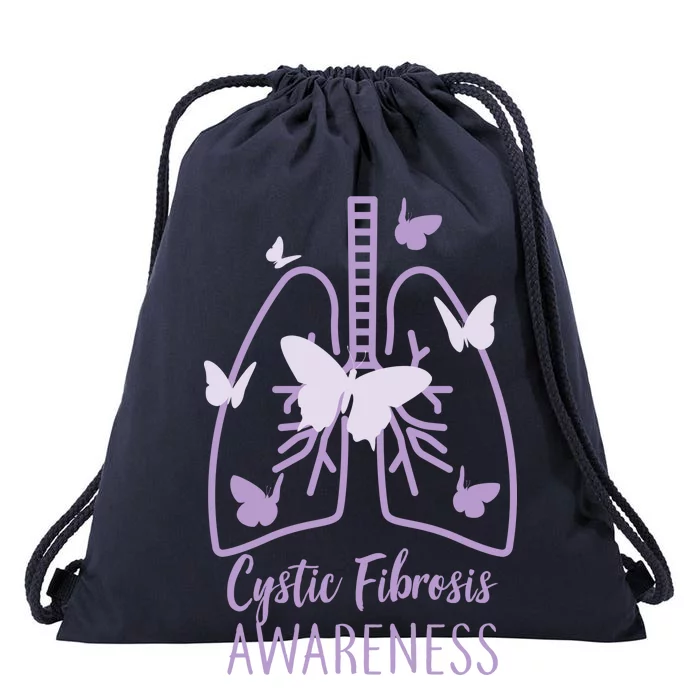 Cystic Fibrosis Awareness Butterflies Drawstring Bag