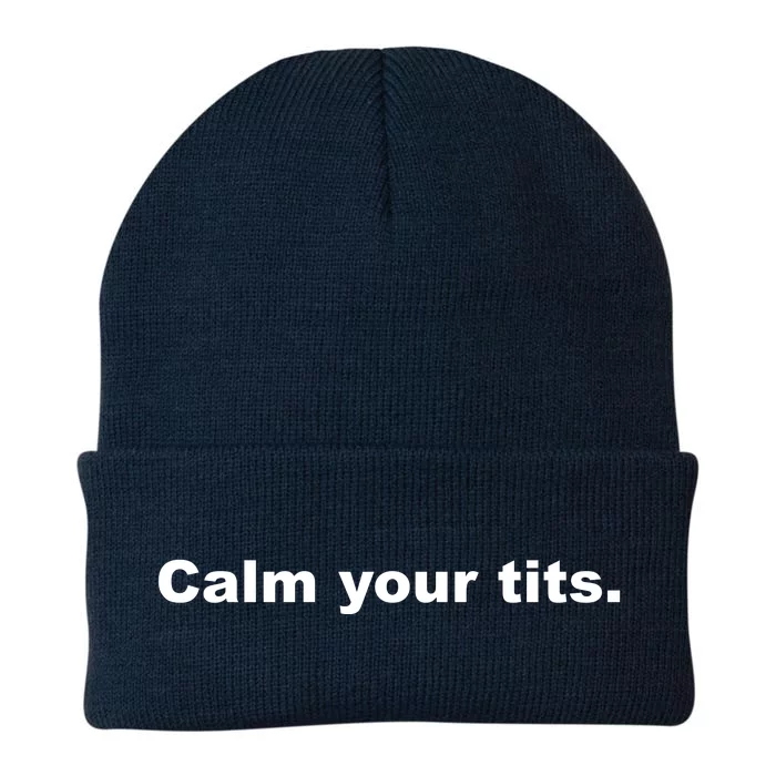 Calm Your Tits Joke Knit Cap Winter Beanie