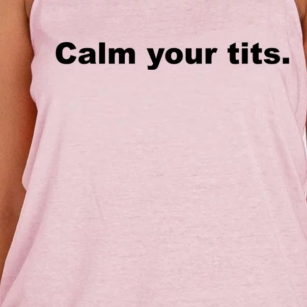 Calm Your Tits Joke Women's Knotted Racerback Tank