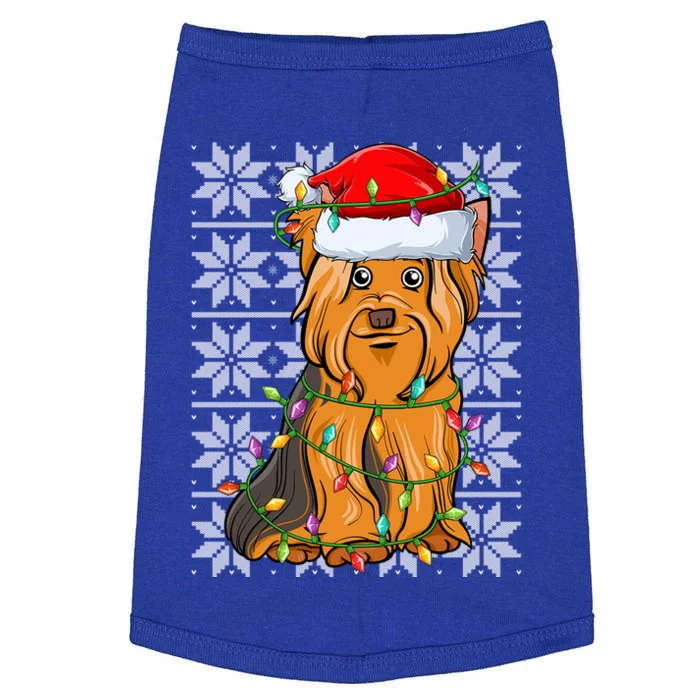 Cute Yorkshire Terrier Christmas Lights Santa Hat Ugly Xmas Cute Gift Doggie Tank