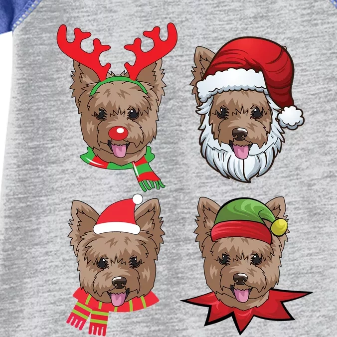 Cute Yorkshire Terrier Christmas Funny Gift Santa Dog Gift Infant Baby Jersey Bodysuit