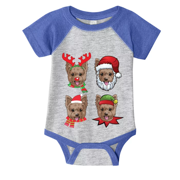 Cute Yorkshire Terrier Christmas Funny Gift Santa Dog Gift Infant Baby Jersey Bodysuit