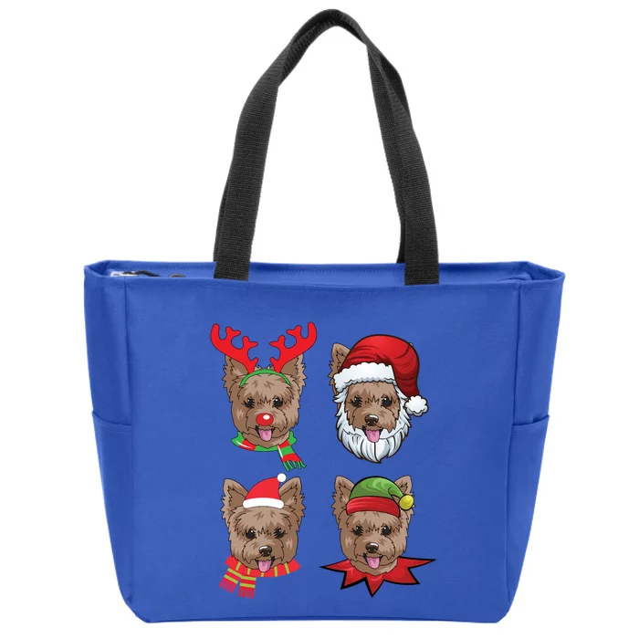 Cute Yorkshire Terrier Christmas Funny Gift Santa Dog Gift Zip Tote Bag