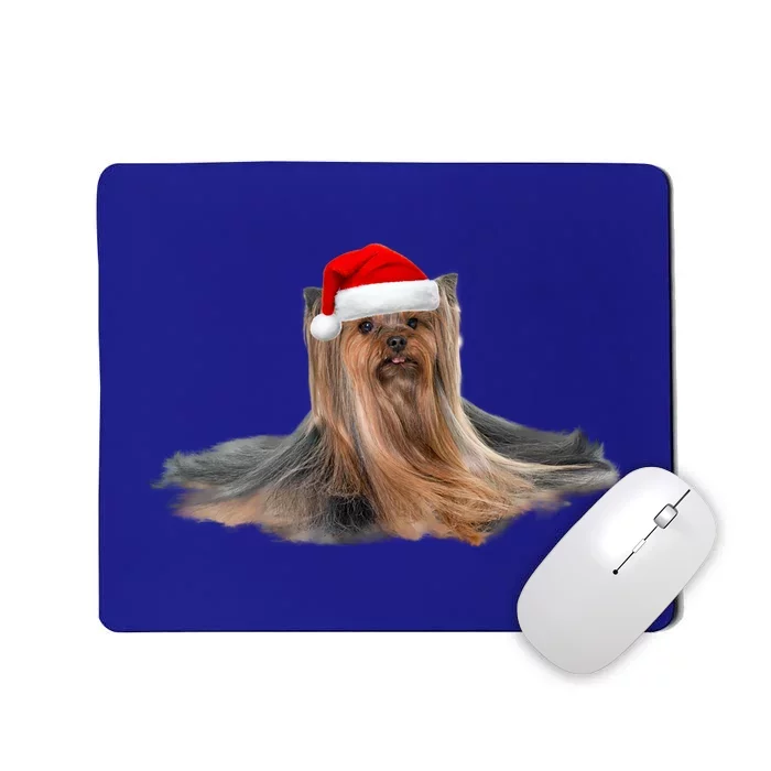 Cute Yorkshire Terrier Christmas Gift Santa Long Hair Yorkie Great Gift Mousepad