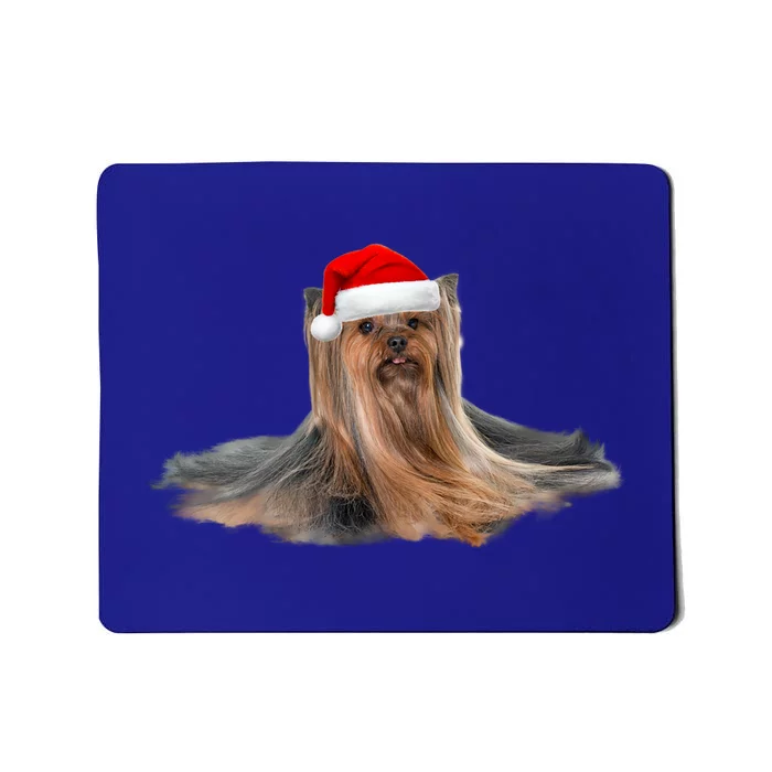 Cute Yorkshire Terrier Christmas Gift Santa Long Hair Yorkie Great Gift Mousepad